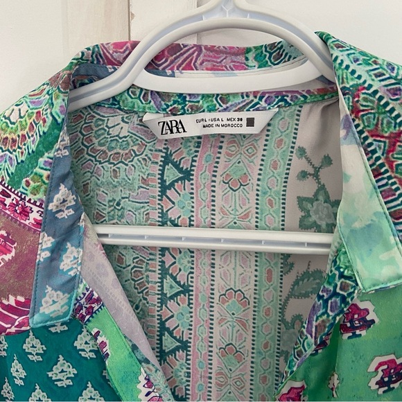 Zara Silky Colourful Patchwork Blouse - Picture 4 of 11